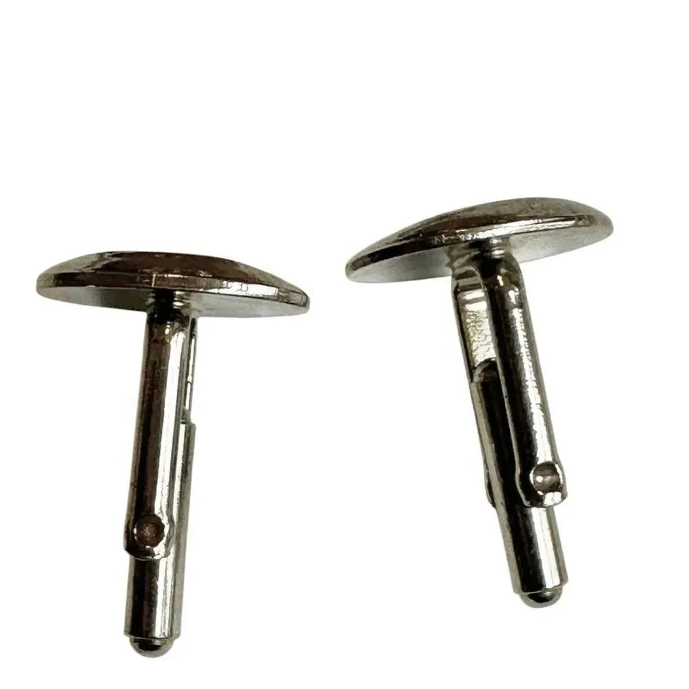 Silver tone oval cufflinks